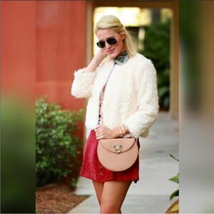 CABI #3024 Furry Furry Ivory Faux Fur Jacket Size MED